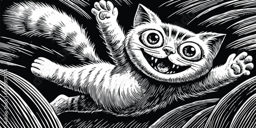 Cool Graphic Portrait of a Feline Detective With a Fashionable Plaid Cap