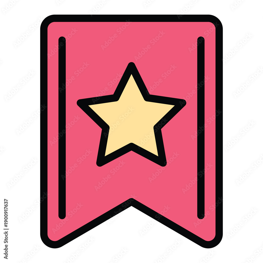 Obraz premium Bookmark Star Vector Icon, User Interface Related Lineal Colour Style Vector Icon.