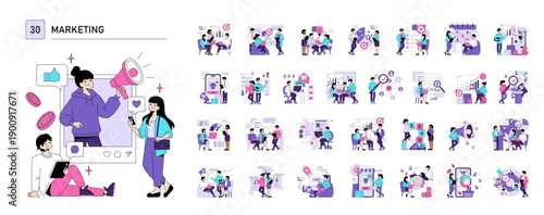 Digital Marketing Concepts Vector Illustration Set