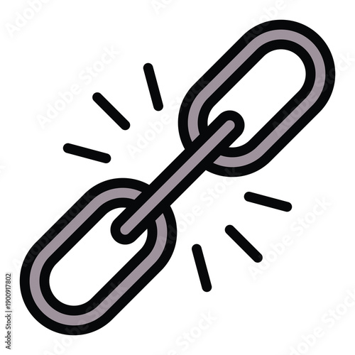 Linl, Broken Link Vector Icon, User Interface Related Lineal Colour Style Vector Icon.
