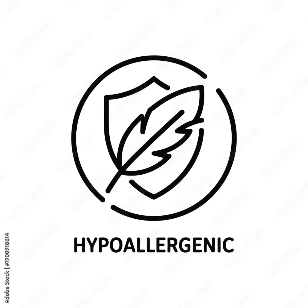 Obraz premium Hypoallergenic symbol with leaf and shield icon allergy friendly health and wellness
