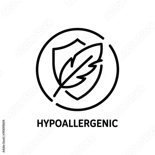 Hypoallergenic symbol with leaf and shield icon  allergy friendly  health and wellness