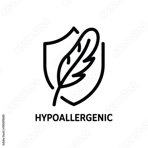 Hypoallergenic symbol with leaf and shield icon vector graphic