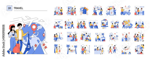 Vector Illustration of Couple Enjoying Travel Adventure