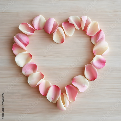 Rose petals on wooden background 