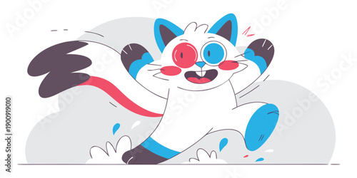 Stylized Stained Glass Cat Art Featuring a Majestic Ginger Feline in a Forest