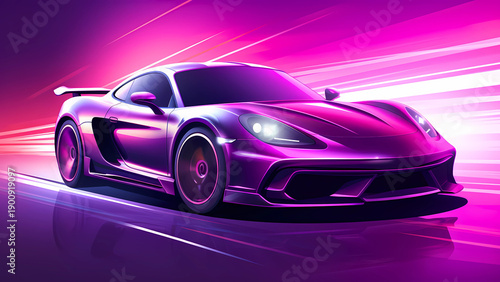 Colorful Vector Illustration of Sleek Purple Aerodynamic Sports Car