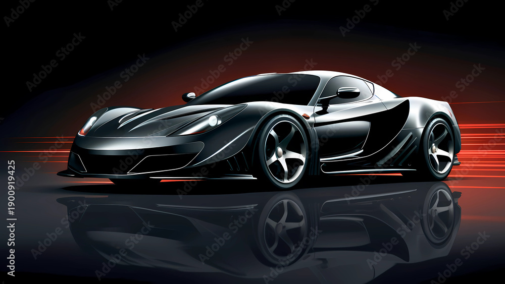 Naklejka premium Colorful Vector Illustration of Sleek Black Aerodynamic Sports Car