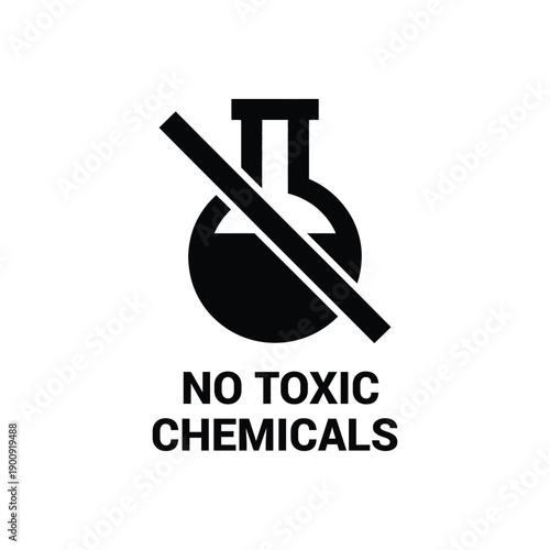 No toxic chemicals sign with beaker icon on white background