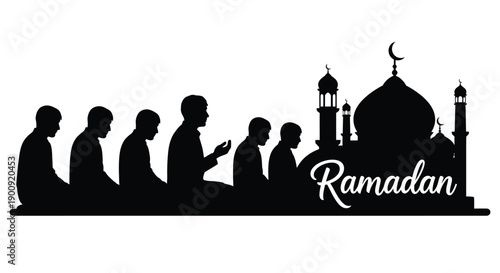 Ramadan Mosque Entrance Silhouette Cutout Graphic