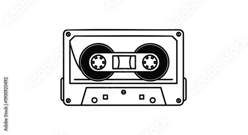 Vector cassette tape icon, music cassette illustration, audio tape symbol, for music or retro technology mockup, Isolated on transparent background, png