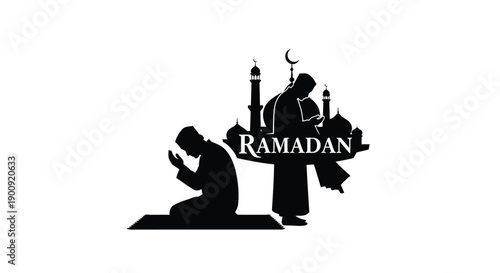 Ramadan Emblem Silhouette of Standing Prayer