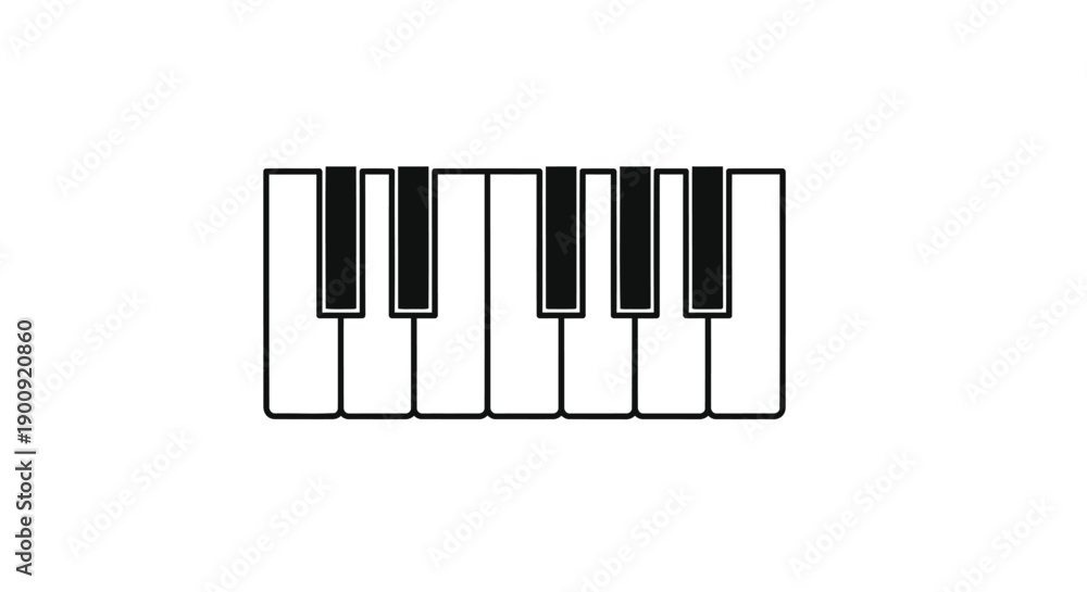 Fototapeta premium Vector piano keyboard, isolated piano keys, music instrument illustration, for website or presentation, black and white