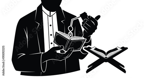 Ramadan Child Worship Silhouette Poster Art