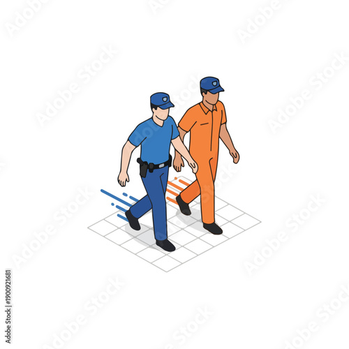 Police Officer Arresting Prisoner in Custody.