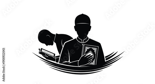 Family Worship in Ramadan Silhouette Sticker