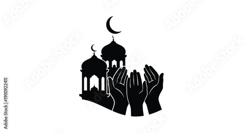 Ramadan Greeting Card Mosque Worship Silhouette
