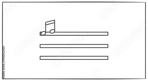 Vector music note icon with lines for lyrics or text, isolated on transparent background, png, for music template or banner