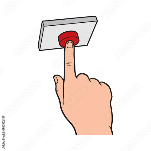 Hand Pressing Red Button on Device.