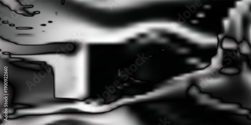 Dark liquid wave metal background. Metallic liquid surface. Silver liquify background. Black and white liquid background texture. Modern Creative trendy design