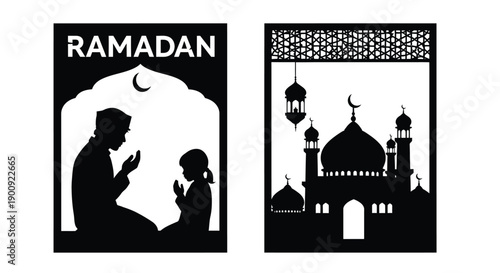 Ramadan Icon Silhouette of Child Worship