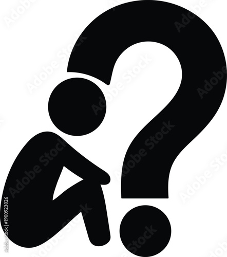 person with question mark silhouette icon. thinking or curious mind concept