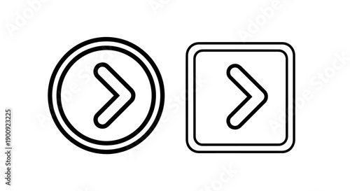 Circle and square icons with right arrows, representing next or forward navigation