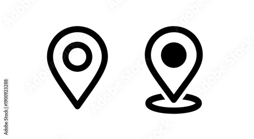 Location pin icons, one outline and one solid, representing place or destination