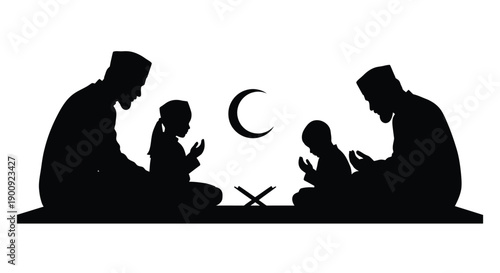 Elderly Muslim Worship Icon Silhouette Ramadan