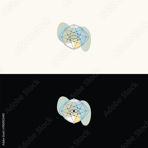 An abstract, evolving geometric eye, partially formed with soft pastel shapes, symbolizes emerging concepts in organic technology and intuitive digital vision.