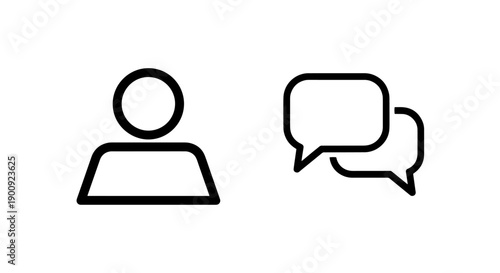 User icon and two overlapping chat bubbles, representing communication or messaging.