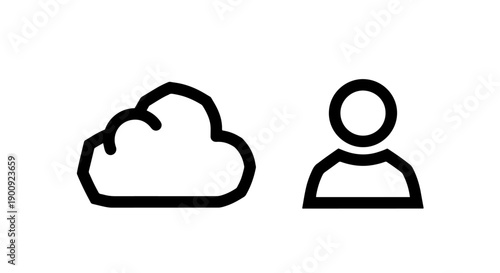 Cloud icon next to a user profile icon, representing cloud storage or user data backup.