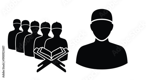 Elderly Muslim Worshiping in Mosque Silhouette