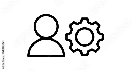 Icon of a person next to a gear cog, representing user settings or customization