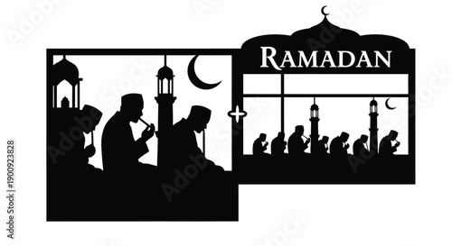 Child in Ramadan Prayer Silhouette Greeting Card
