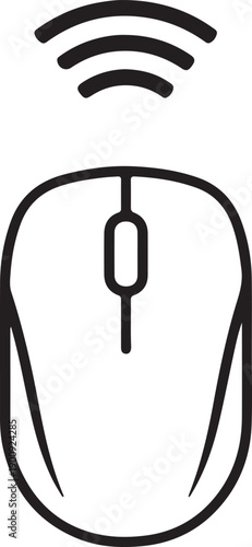 Wireless mouse with a sleek design and a visible sensor at the bottom.