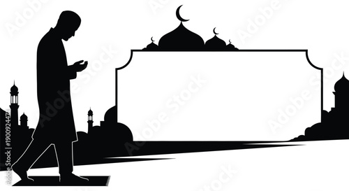 Ramadan Prayer Silhouette Icon for Ablution