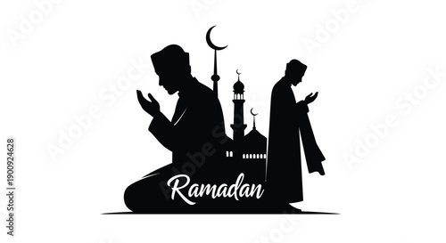 Ramadan Emblem Silhouette Prayer Hands Design
