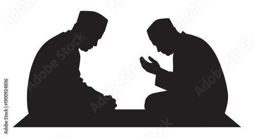 Family Worship in Ramadan Silhouette Pattern