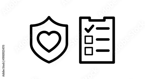 Health insurance and checklist icons
