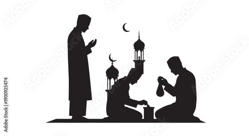 Ramadan Prayer Silhouette Graphic Design