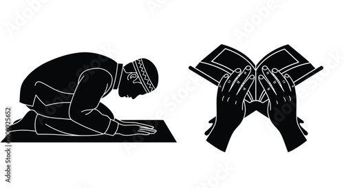 Ramadan Prayer Silhouette Pattern Poster Art