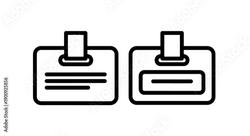 Two ID badge icons with clips and placeholders