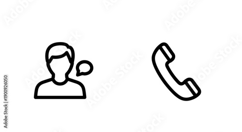 Icon of user with a speech bubble and a phone receiver