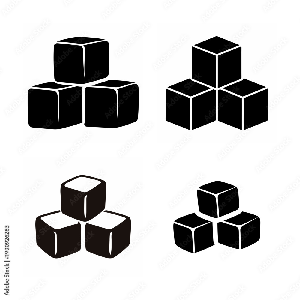 Obraz premium Arrangement of black cubes in different geometric configurations