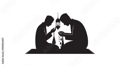 Ramadan Prayer Silhouette Greeting Card Design