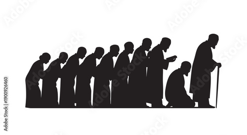 Ramadan Pattern Silhouette Hands Bowing Ablution