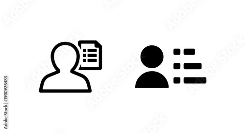 Icons showing a person and document, person and list for user information
