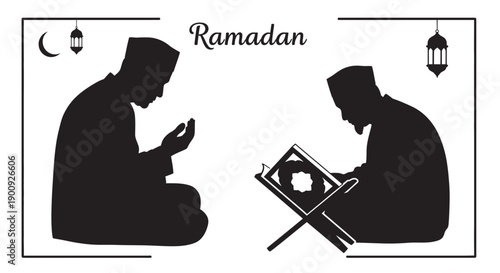 Child in Ramadan Prayer with Quran