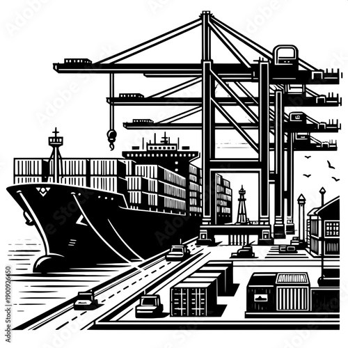 Cargo Ship Crane Loading